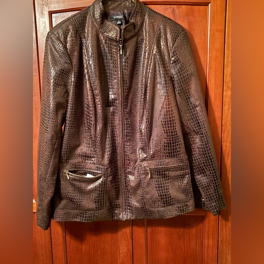 Elementz Metallic Brown Patterned Jacket